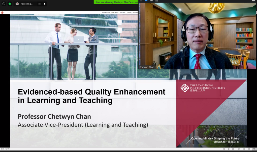 Professor Chan Chetwyn delivers his keynote speech via Zoom 