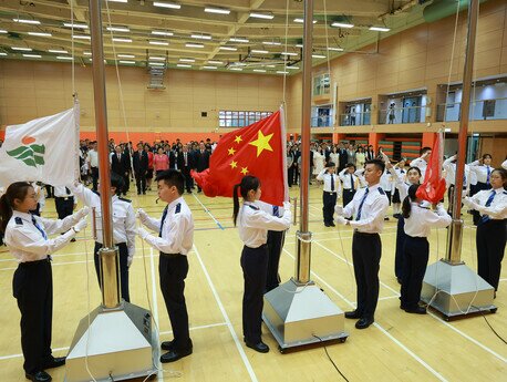 The flag-raising ceremony brings together the senior management, staff and students of the University