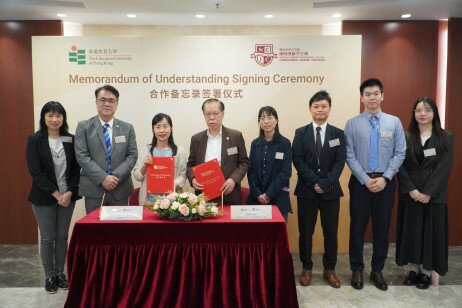 (From left to right) Ms Mandy Au; Dr Kevin Kam,Professor Cheng, Dr Darnay Chan, Ms Rainbow Huang, Mr William Tsang, Mr Raymond Liu and  Ms Helen Zhu