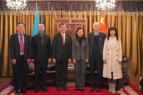 Professor Lee and the delegation visit Ms Jiang Wei and Mr Zhang Wei, Consul General and General of the People's Republic of China in Almaty