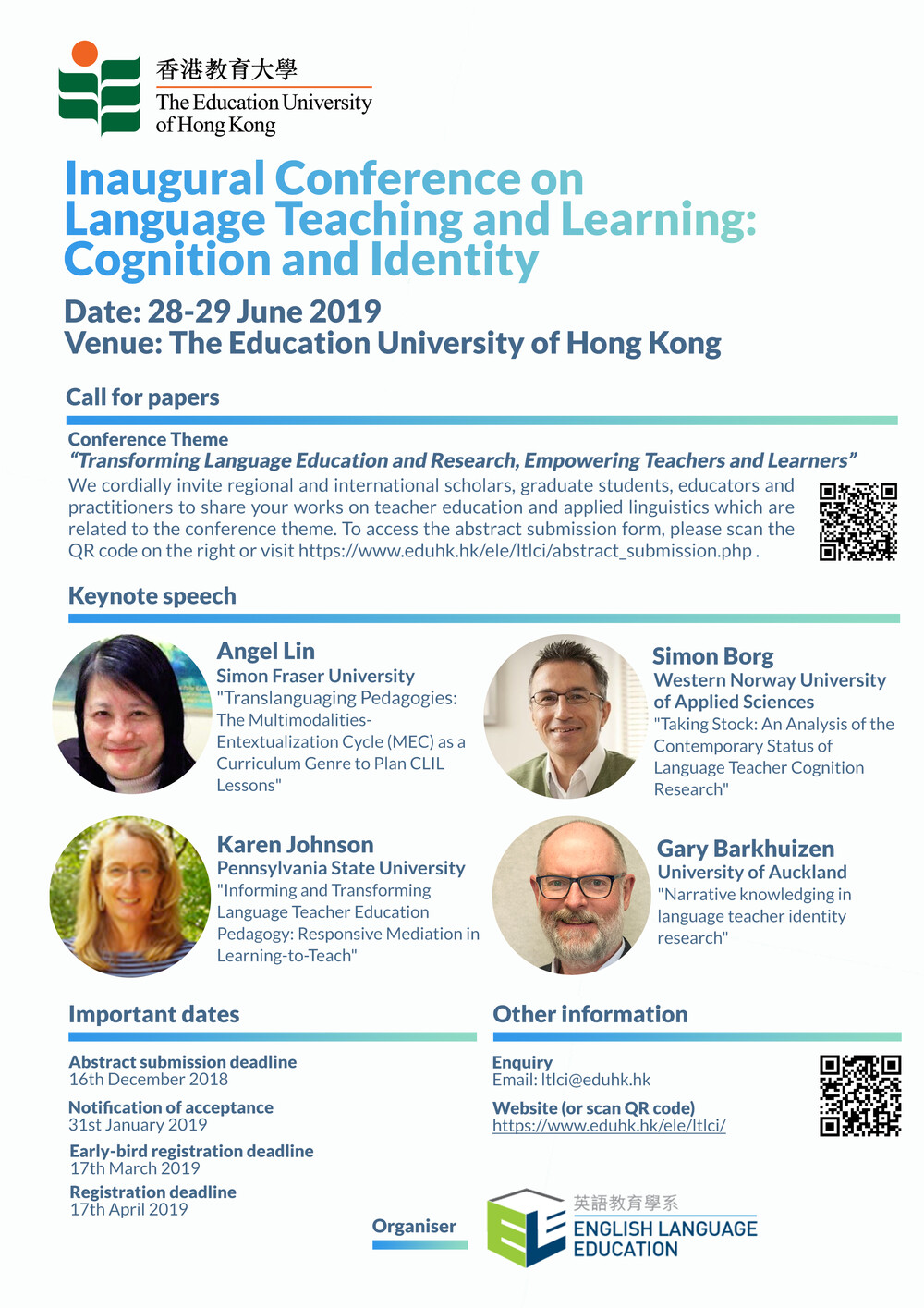 Inaugural Conference on Language Teaching and Learning: Cognition and Identity