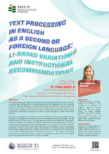 Seminar – Text Processing in English as a Second/Foreign Language: L1-Based Variations and Instructional Recommendations (Cancelled) 縮圖
