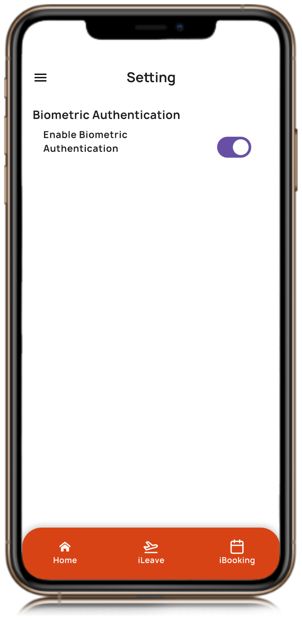 Mobile app Setting screenshot