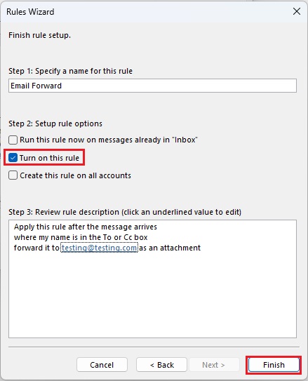 Set rule procedure -- Turn on this rule Set rule procedure -- Turn on this rule
