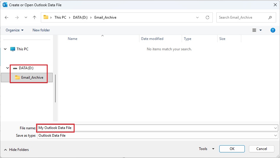 personal folder location  personal folder location