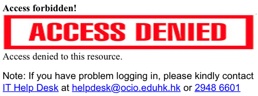 Illustration of the Access Denied error prompt