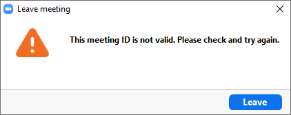 invalid meeting id zoom