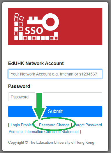 Click change password if you login from internet