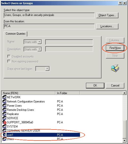The image illustrate how to share files in Windows XP (Access Control List - ACL)