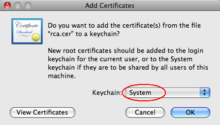 how add certificate for all users in high sierra osx