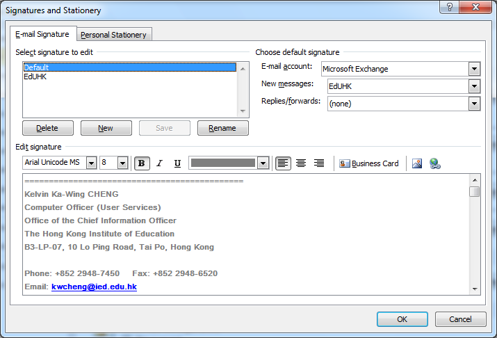 setup signature in outlook 2010