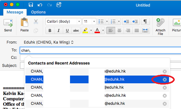 outlook for mac recent addresses