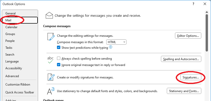 Illustration of the mail options