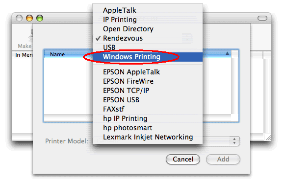 printer connected to mac with windows 10