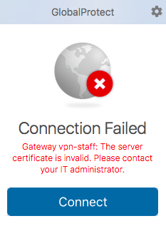 globalprotect server certificate verification failed