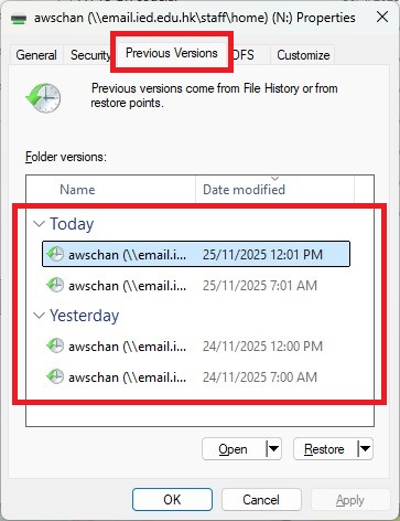 Previous Versions windows Previous Versions windows