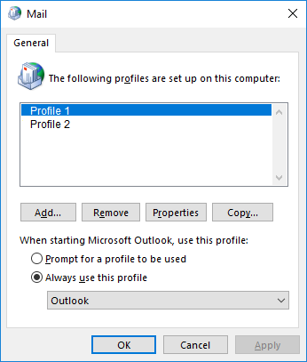 select prompt for a profile to be used
