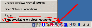 Prompt up window from wireless connection icon 
