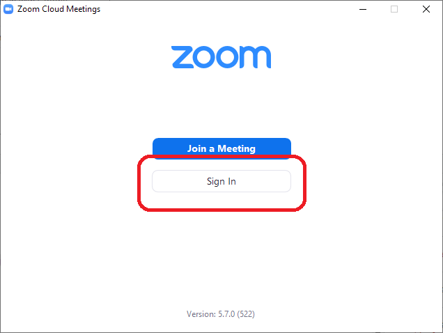 Zoom login page