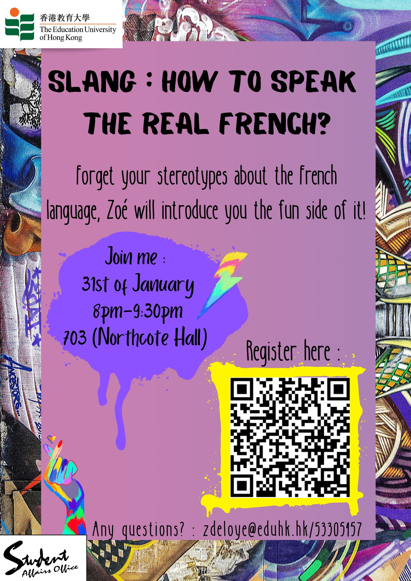 Self Photos / Files - Zoe_Slang  how to speak the real French_poster
